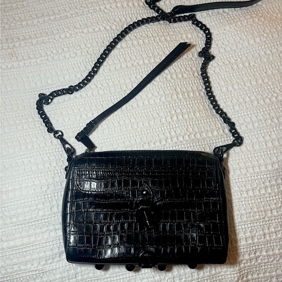 NEW‼️ REBECCA MINKOFF - Mini M.A.C Black Embossed Leather Crossbody Bag - Picture 5 of 17